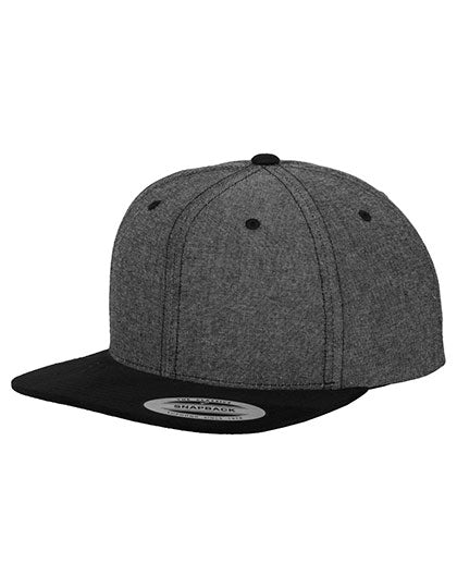 Chambray-Suede Snapback - Black