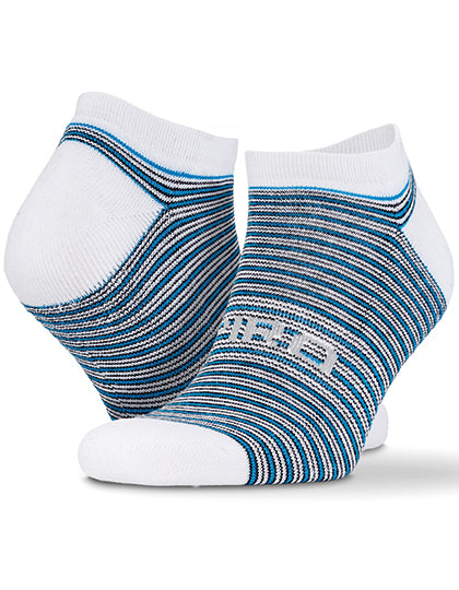 3-Pack Mixed Stripe Coolmax Sneaker Socks - White / Grey / Blue