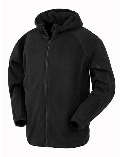 Recycled Hooded Microfleece Jacket - Black