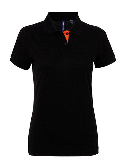 Women´s Classic Fit Contrast Polo - Black / Orange