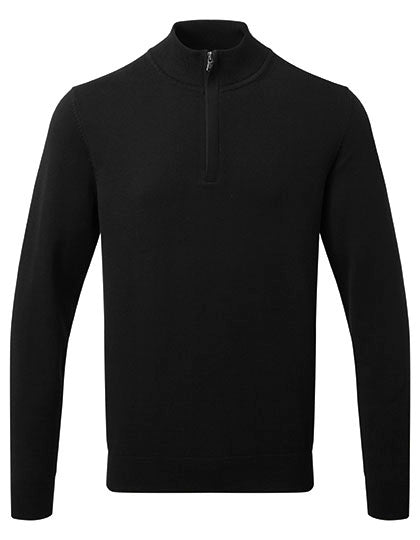 Men´s Cotton Blend 1/4 Zip Sweater - Black