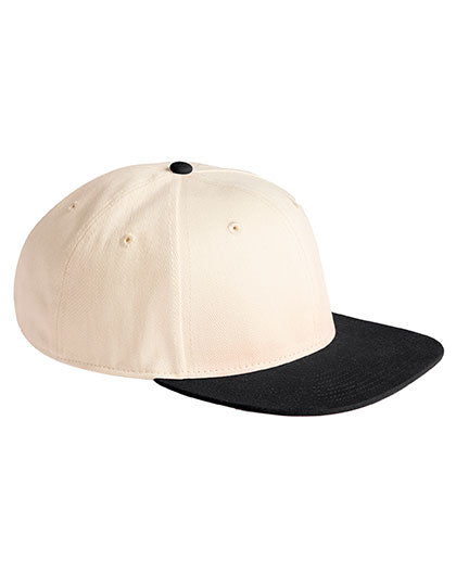 Contrast Flat Peak 6 Panel Cap - Natural / Black