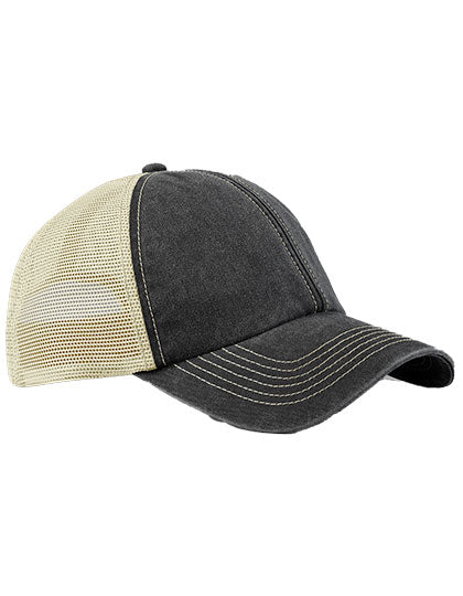 6 Panel Vintage Trucker - Vintage Black / Stone