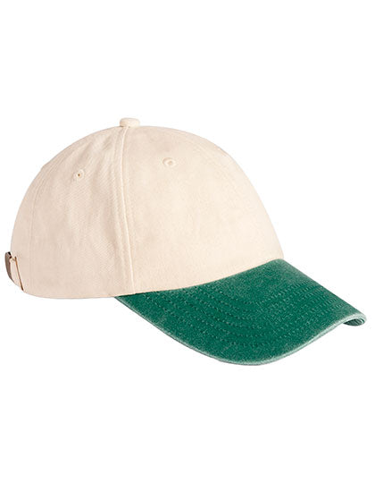 Contrast Peak Low Profile Vintage Cap - Natural / Vintage Bottle Green