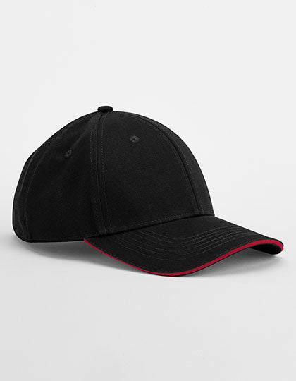 EarthAware® Classic Organic Cotton 6 Panel Cap - Sandwich Peak - Black / Classic Red