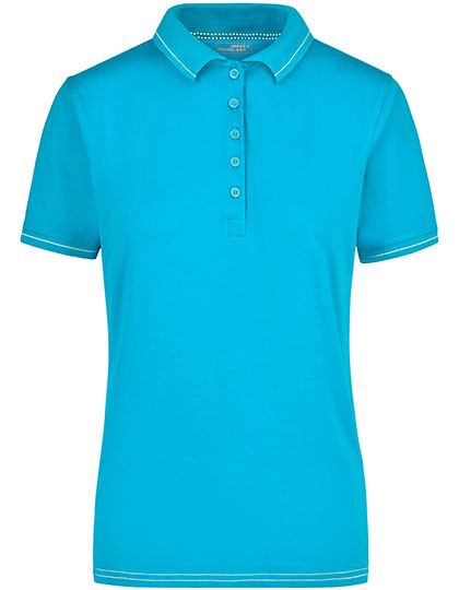 Ladies´ Elastic Polo - Aqua / White