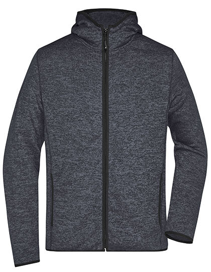 Men´s Knitted Fleece Hoody - Dark Melange / Black