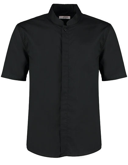 Men´s Tailored Fit Mandarin Collar Shirt Short Sleeve - Black