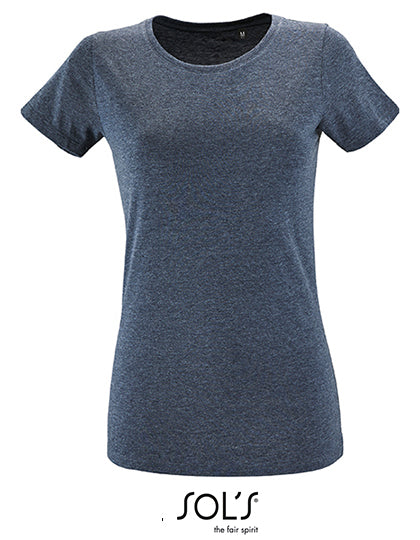 Women´s Round Neck Fitted T-Shirt Regent - Heather Denim