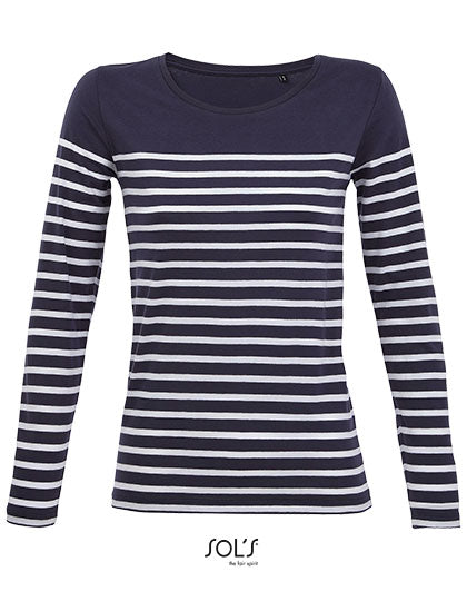 Women´s Long Sleeve Striped T-Shirt Matelot - French Navy / White