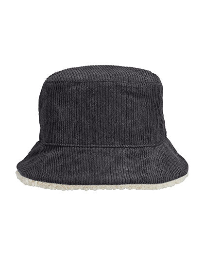 Reversible Sherpa And Velvet Bucket Hat - Carbon Grey / Shear Beige