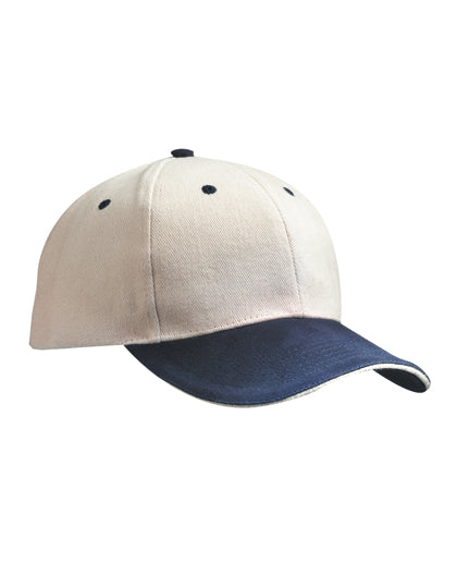 6-Panel Sandwich Cap - Beige / Navy