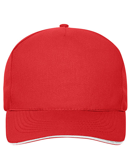 5 Panel Sandwich Cap Bio Cotton - Red / White