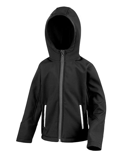 Youth TX Performance Hooded Soft Shell Jacket - Black / Grey