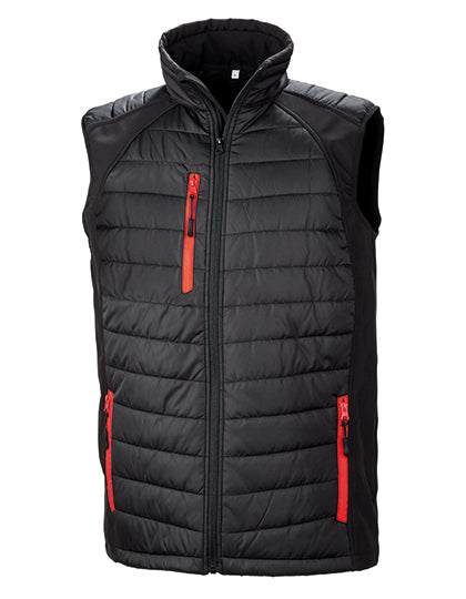 Recycled Compass Padded Softshell Gilet - Black / Red