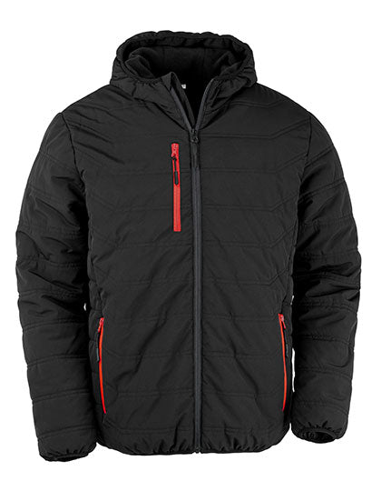Recycled Black Compass Padded Winter Jacket - Black / Red