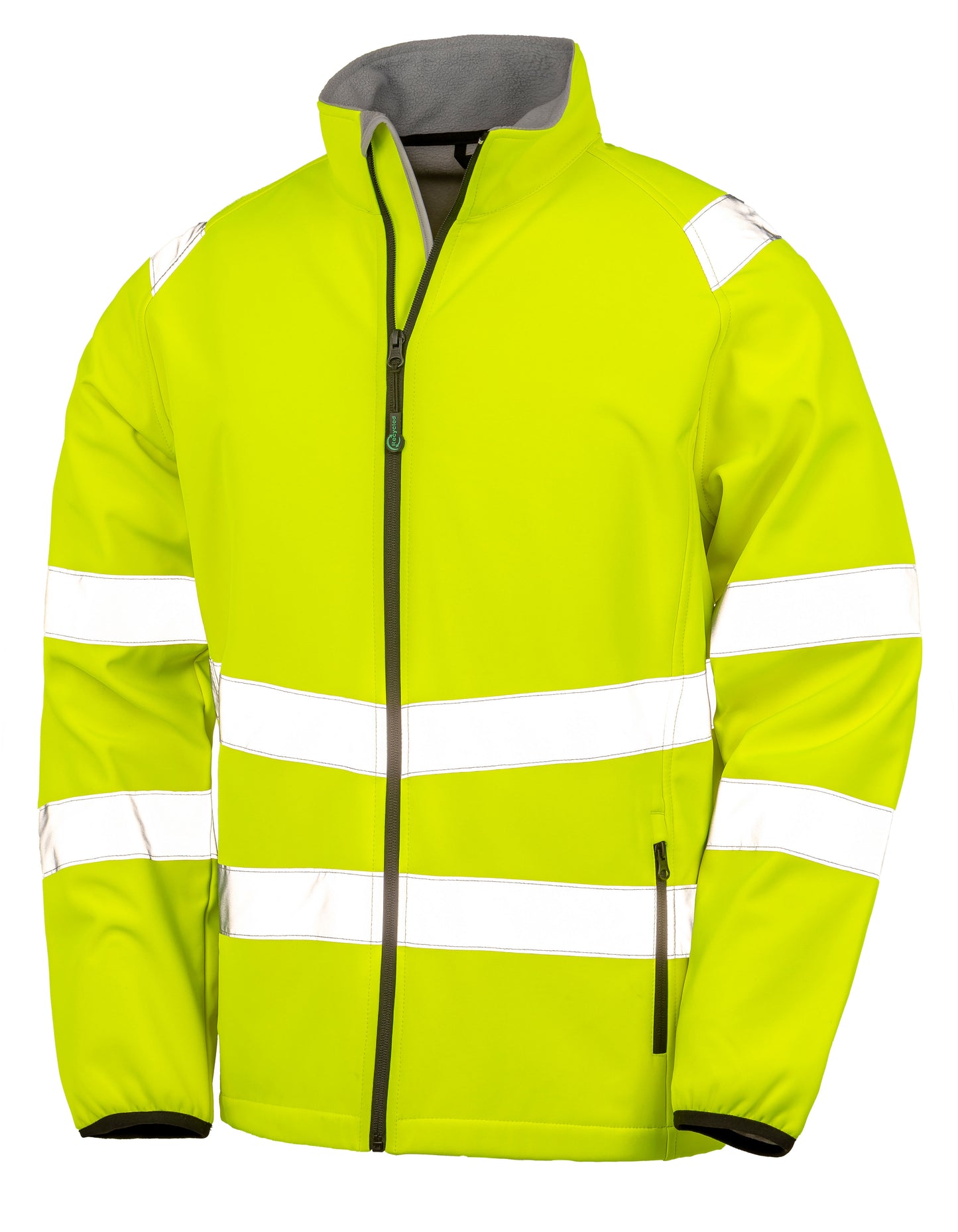 Recycled Printable Safety Softshell Jacket - Fluorescent Yellow / Black