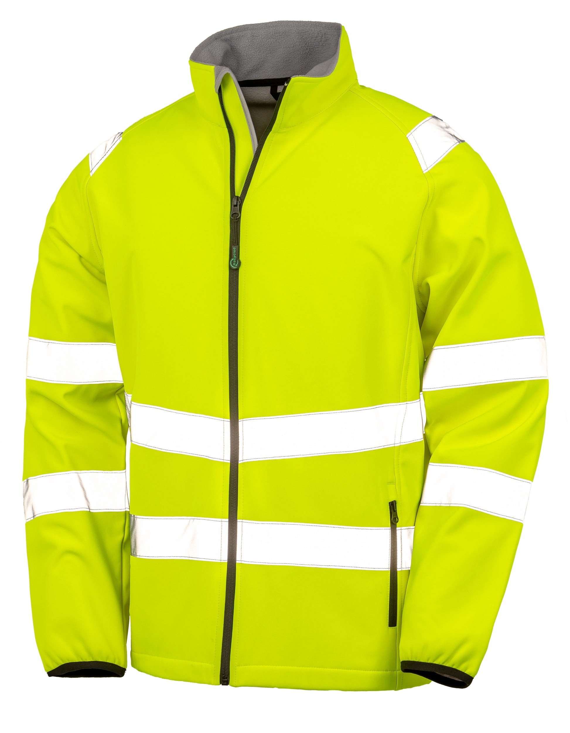 Recycled Printable Safety Softshell Jacket - Fluorescent Yellow / Black