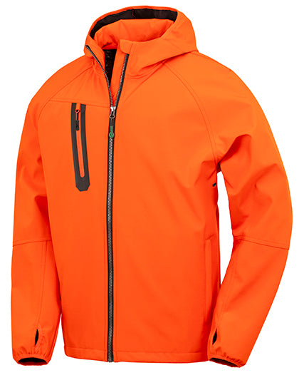 3-Layer Recycled Printable Hooded Casual Softshell Jacket - Orange / Navy