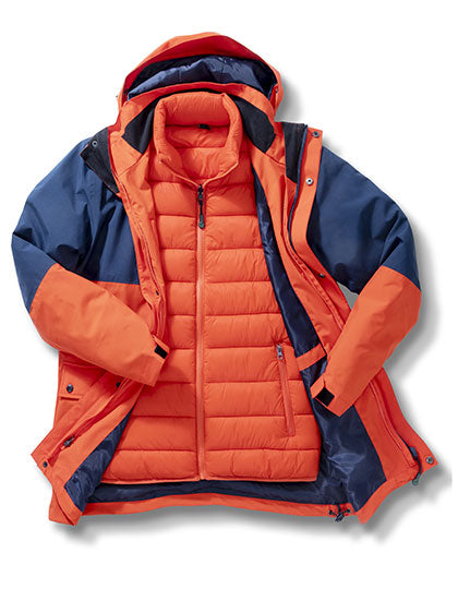 Recycled 3-In-1 Padded Ripstop Jacket - Orange / Navy