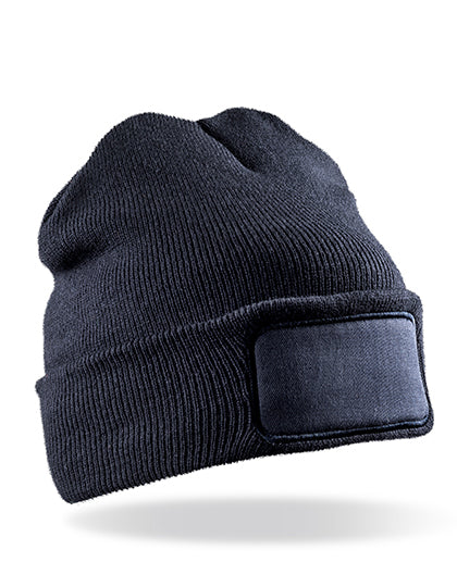 Recycled Double Knit Printers Beanie - Navy
