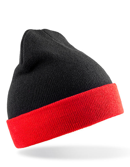 Recycled Black Compass Beanie - Black / Red